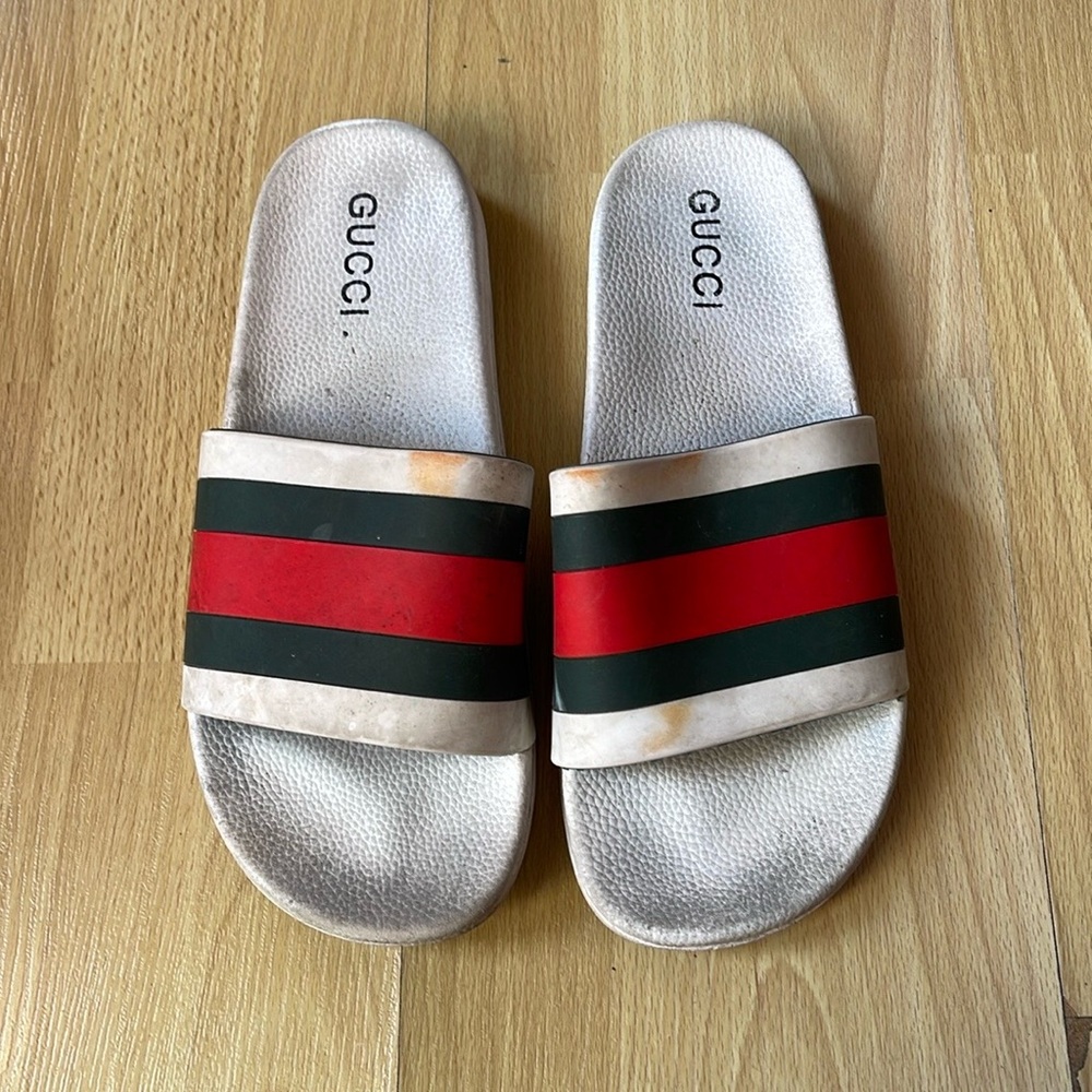 Gucci Red and Green Slide Sandals